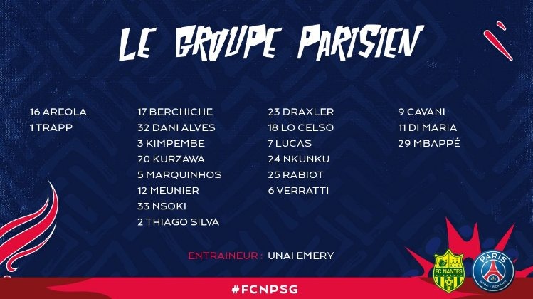 La última convocatoria del PSG: Neymar lesionado; vuelve Cavani