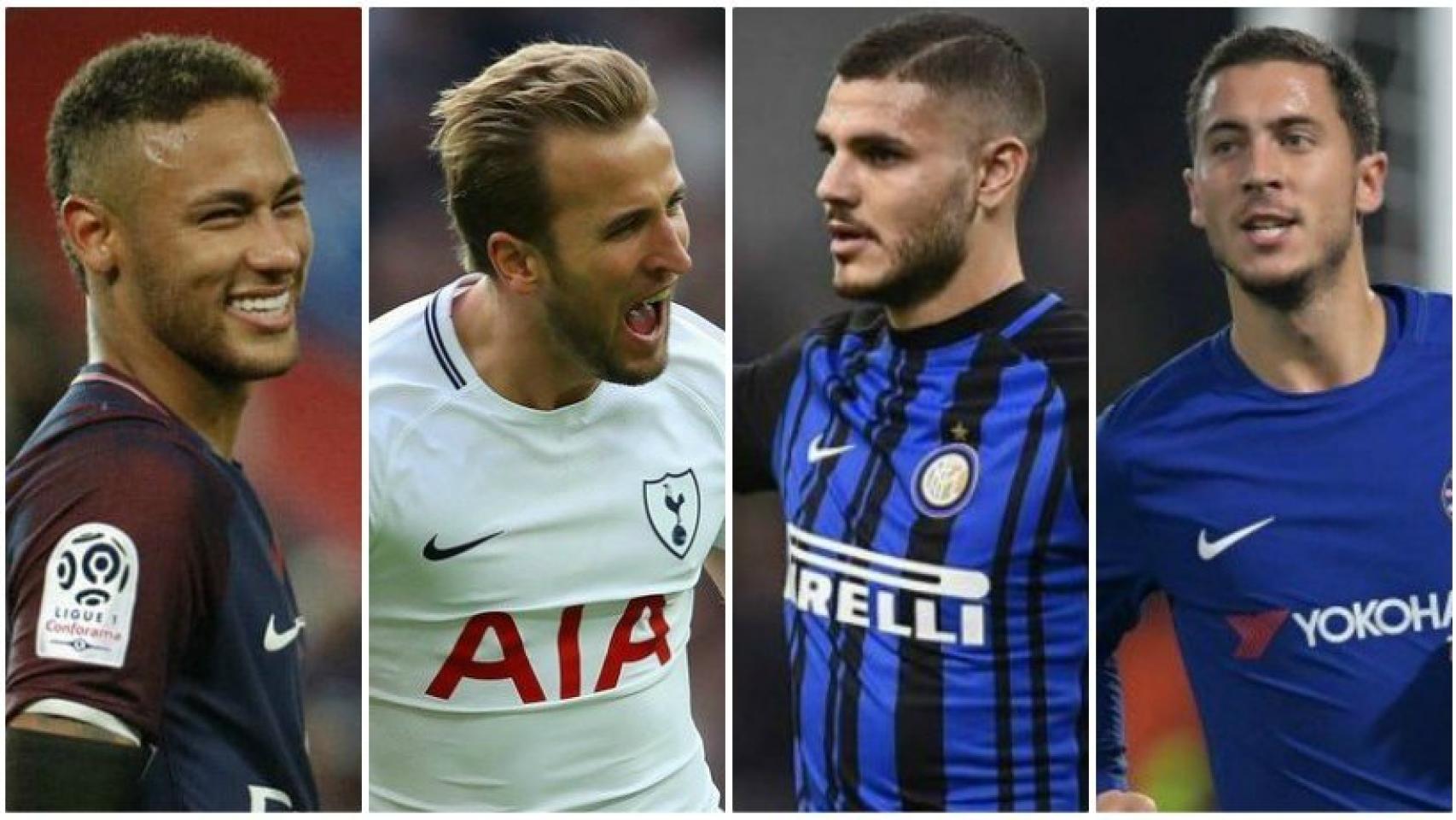 Los posibles fichajes de verano de Real Madrid: Neymar, Kane, Hazard e Icardi.