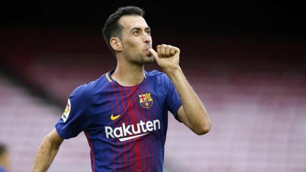 Busquets celebrando un gol. Foto. fcbarcelona.es