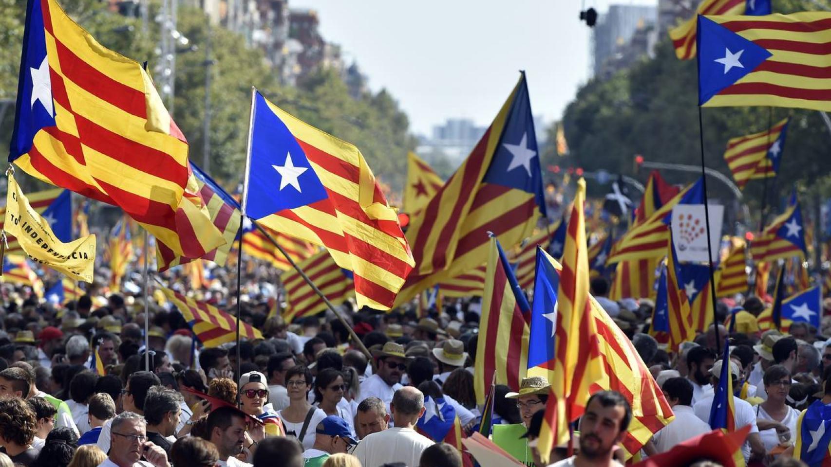 Manifestación a favor del referéndum independentista del 1-O.