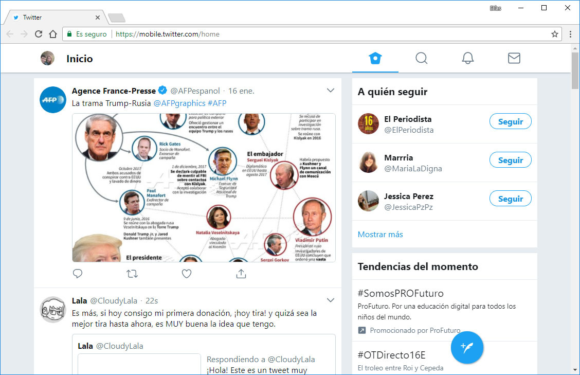 web movil twitter aplicacion progresiva ordenador de escritorio