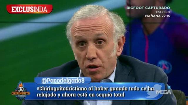 Inda, en El Chiringuito. Foto: Twitter (@elchiringuitotv)