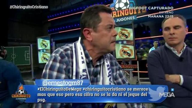 Roncero, en El Chiringuito. Foto: Twitter (@elchiringuitotv)