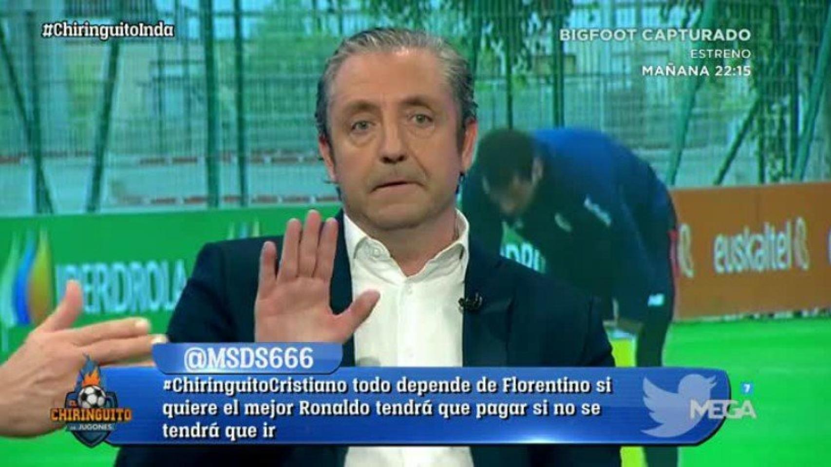 Josep Pedrerol, en El Chiringuito. Foto Twitter (@elchiringuitotv)