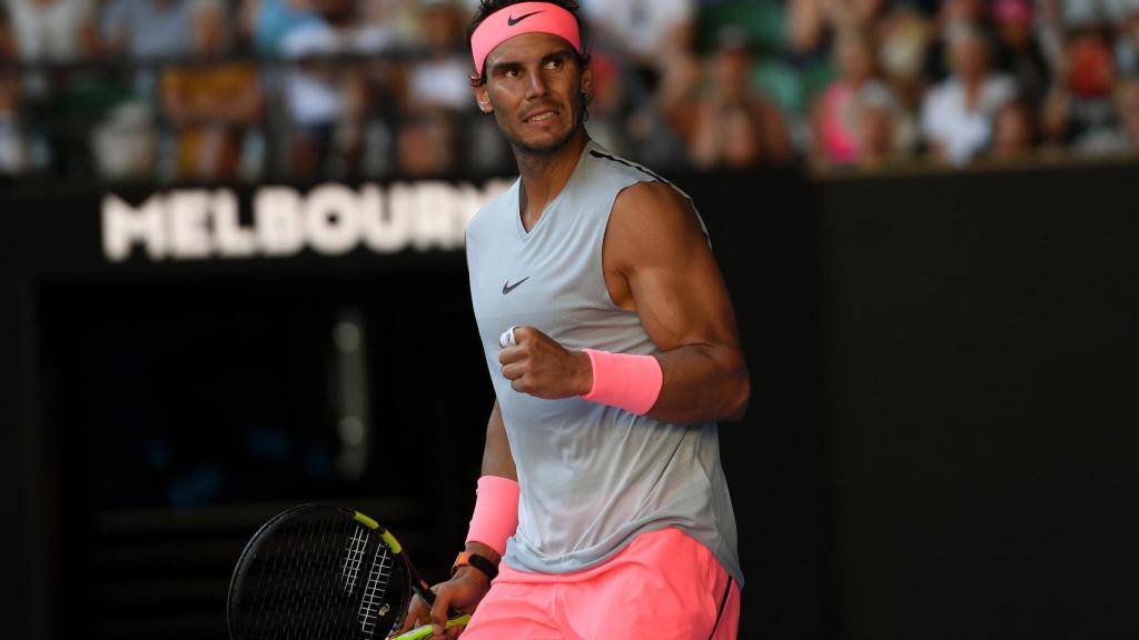 Nadal, celebrando un punto ante Mayer.