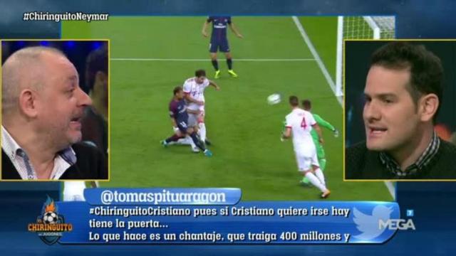 Frédéric Hermel y Quim Domènech en El Chiringuito. Foto: Twitter (@elchiringuitotv)