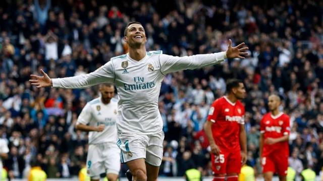 Cristiano, feliz con su gol