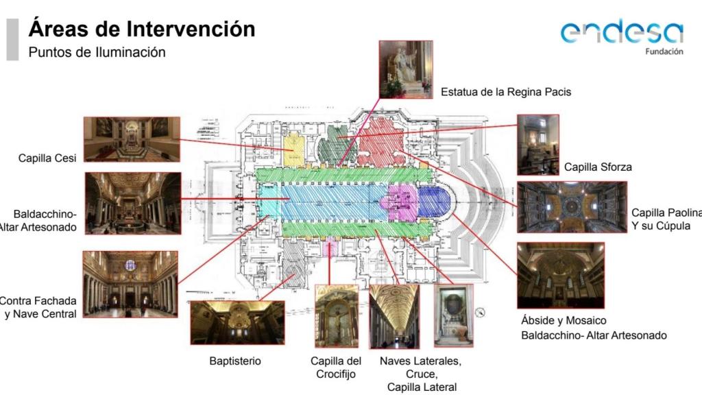 Plano de la Basílica Papal de Santa María La Mayor en el que se ha realizado la intervención.