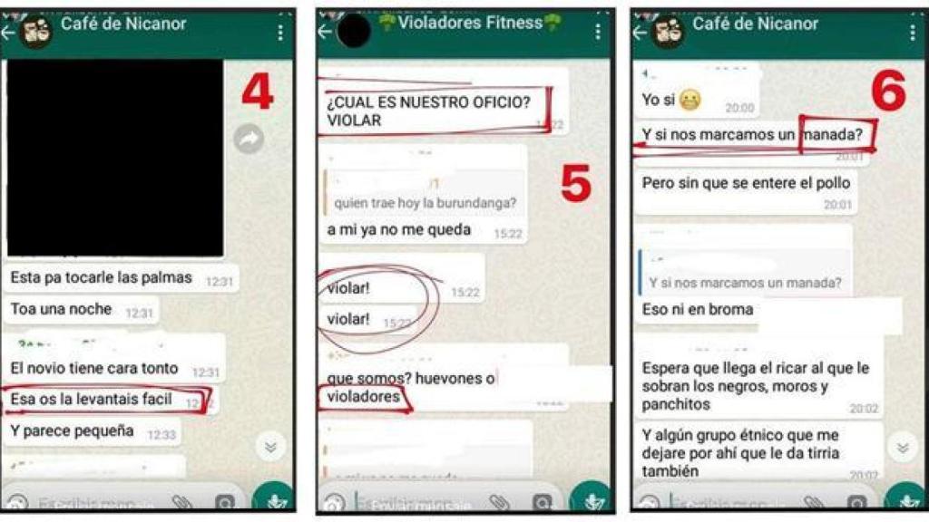 Conversaciones del grupo de Whatsapp denunciado