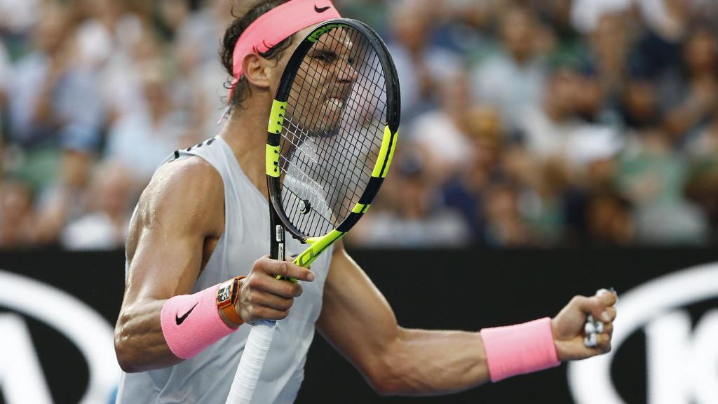 Nadal, celebrando un punto en los octavos de final del Abierto de Australia.