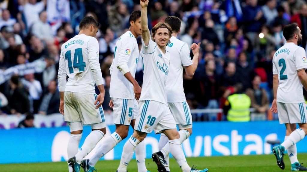Modric, feliz, tras la victoria ante el Deportivo.
