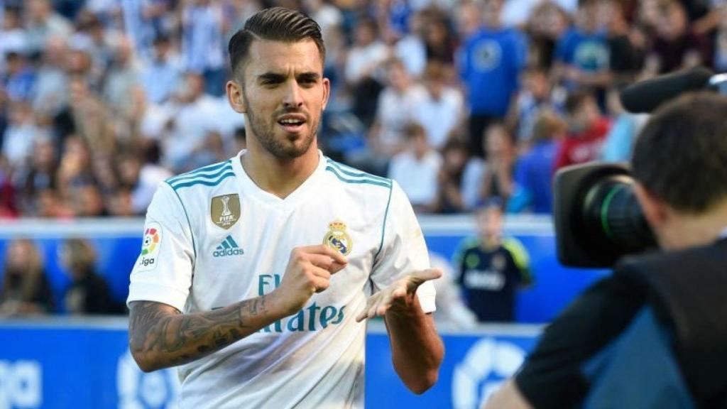 Ceballos celebra ante las cámaras. Foto Twitter (@ChampionsLeague)