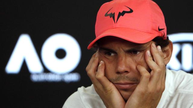 Nadal, durante la rueda de prensa posterior a su retirada contra Cilic.