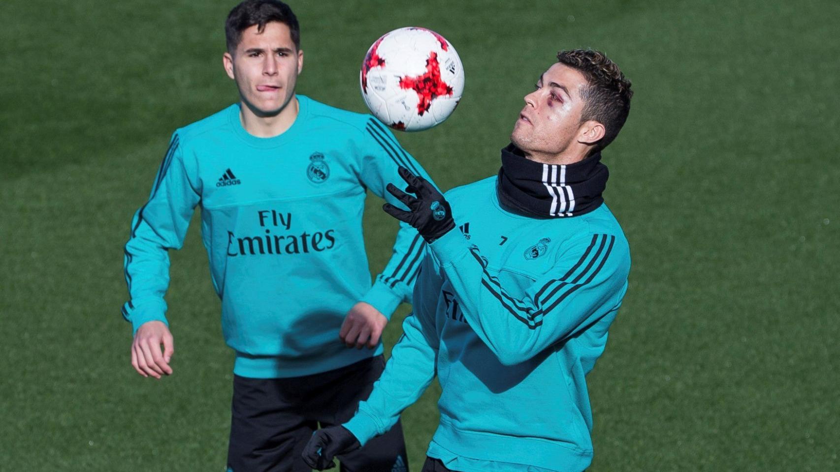 Ronaldo, durante el entrenamiento matinal del Real Madrid.