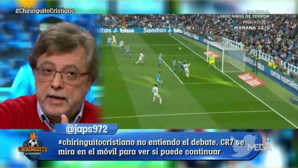 Damián, en El Chiringuito. Foto: Twitter (@elchiringuitotv)