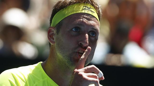 Sandgren, durante el partido de cuartos ante Chung.