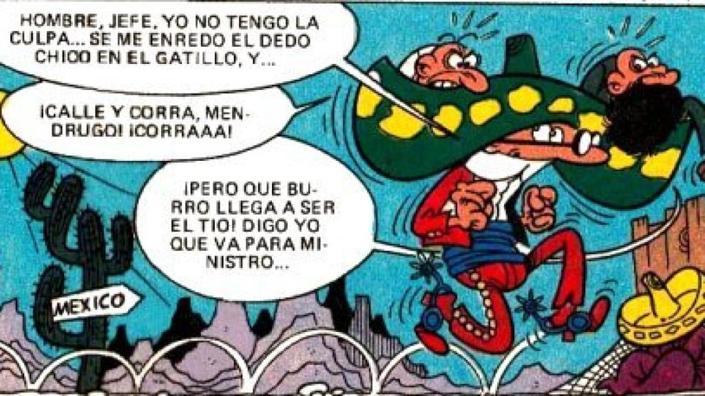 Mortadelo en la frontera con México.