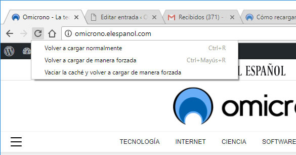 recarga forzada google chrome