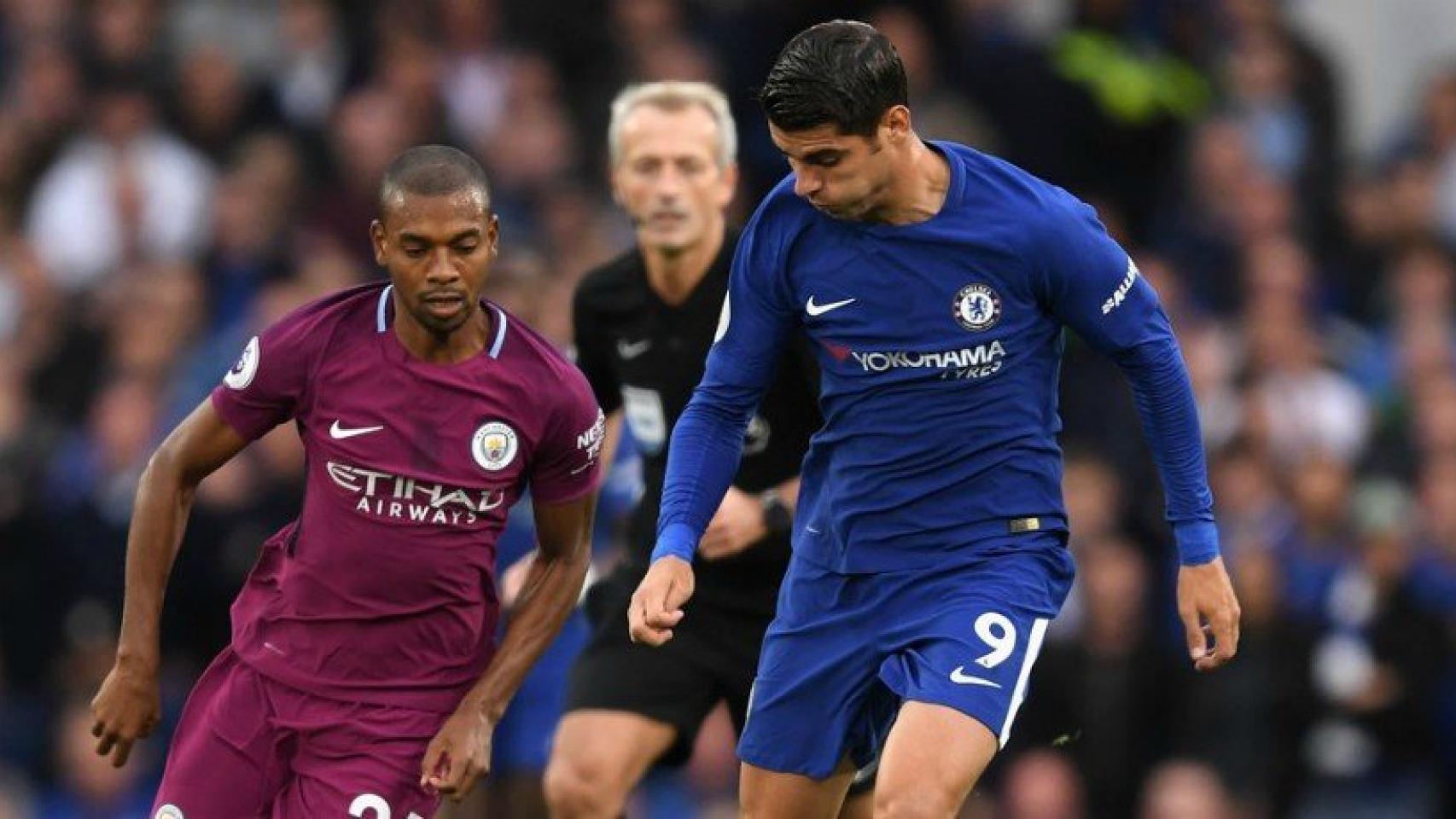 Morata frente al City. Foto chelseafc.com