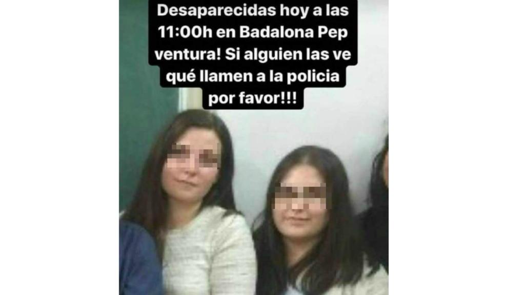 El cartel que se distribuyó en redes sociales para encontrarlas.