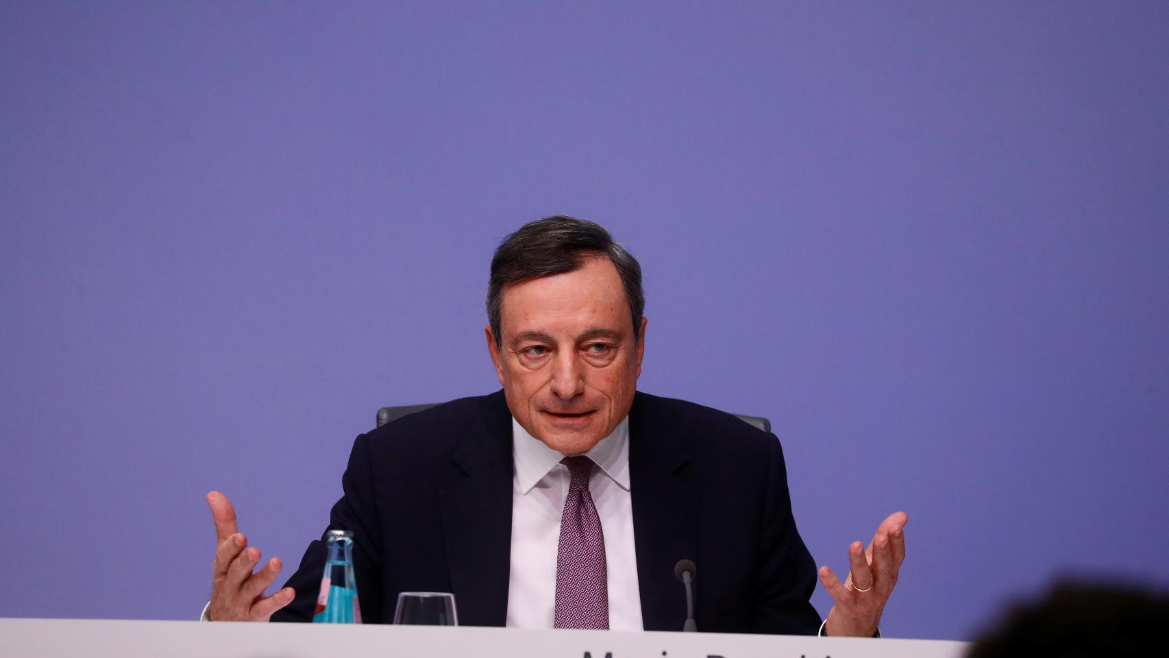 El presidente del BCE, Mario Draghi, durante la rueda de prensa