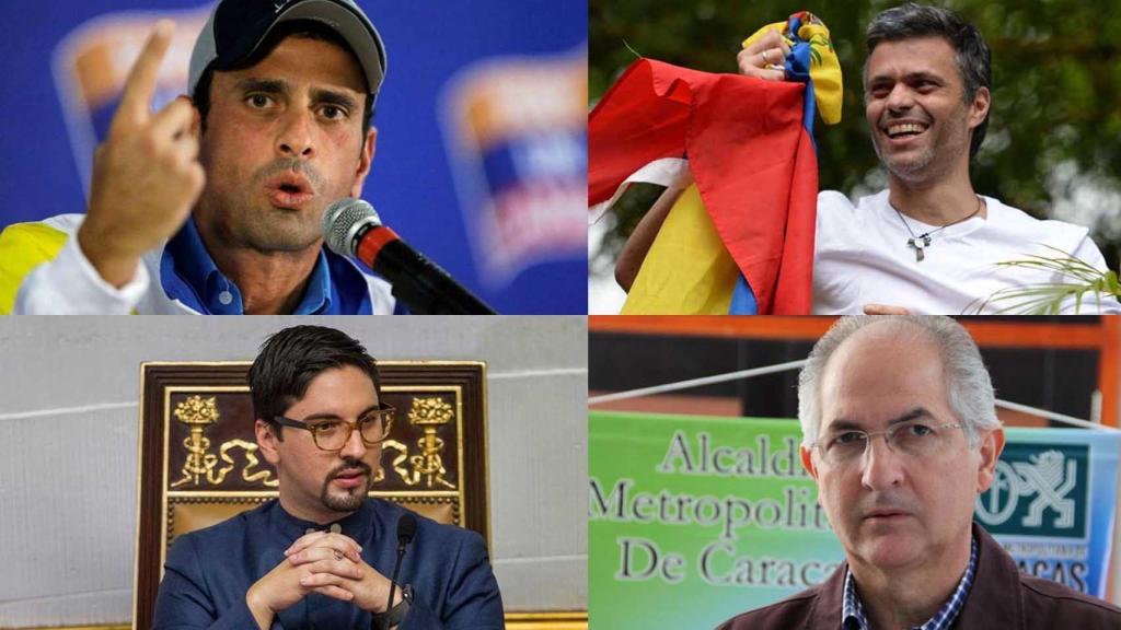 De izda a dcha: Capriles, López, Guevara y Ledezma.