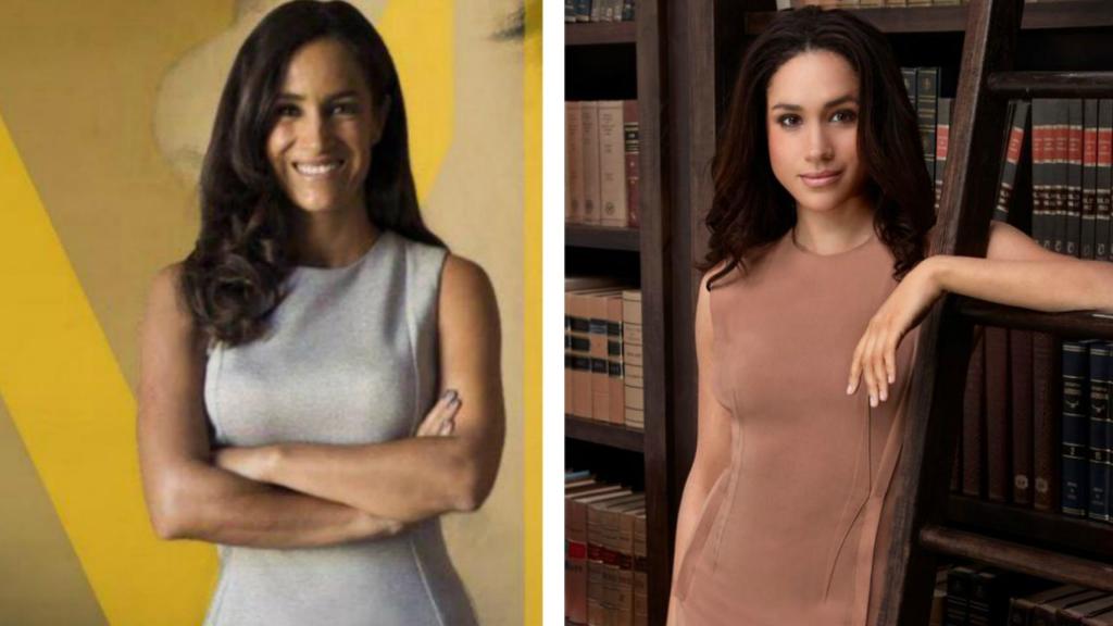 Begoña Villacís (izq) en un montaje junto a Meghan Markle (dcha).