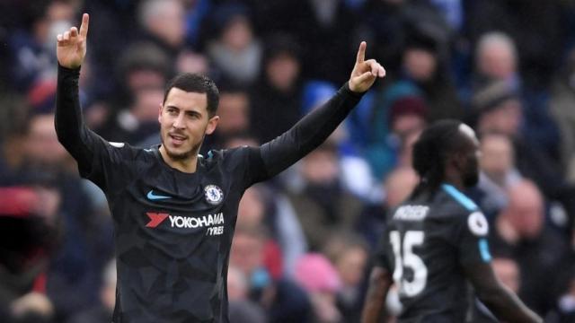 Hazard celebra un gol con el Chelsea. Foto: Twitter (@chelseafc).