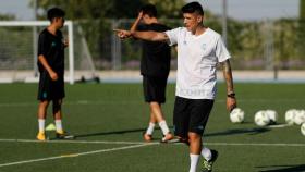 Álvaro Benito durante un entrenamiento del Juvenil B