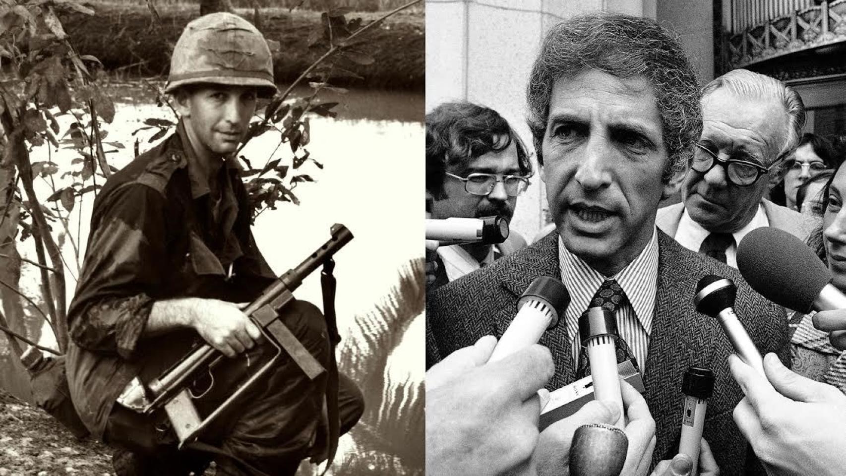 Daniel Ellsberg durante su etapa militar en Vietnam y  cuando saltó el escándalo.