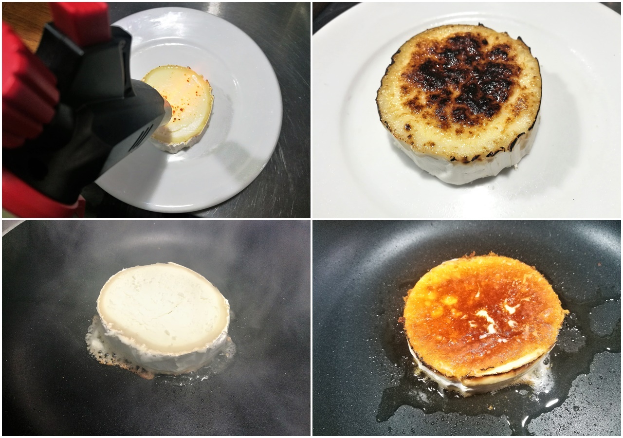 Queso Plancha Rulo Ensalada De Queso De Cabra Y Jamón De Pato Con