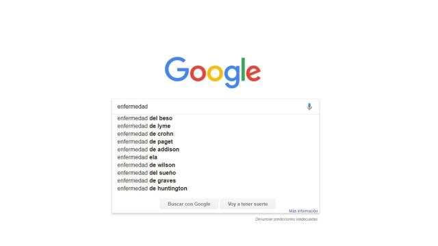 Éstas son las sugerencias que te hace Google cuando se teclea el término enfermedad