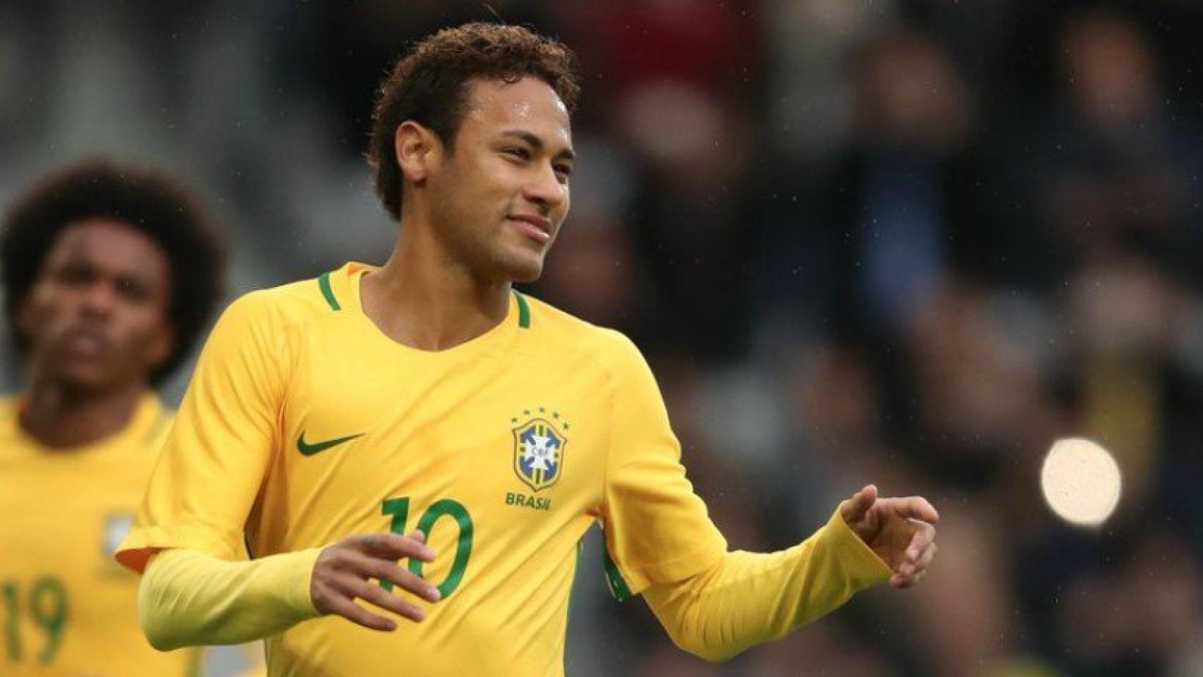 Neymar celebra con Brasil. Foto Twitter (@cbf_futebol)