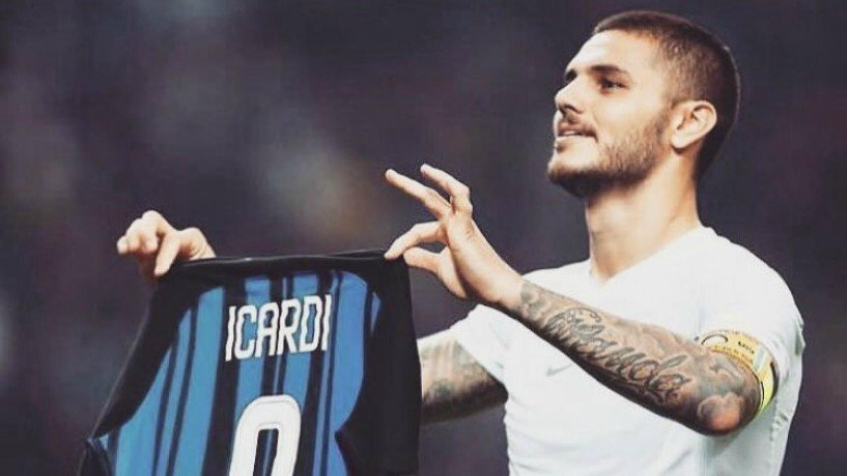 Icardi celebra un gol contra el Milan. Foto: Twitter (@mauroicardi)