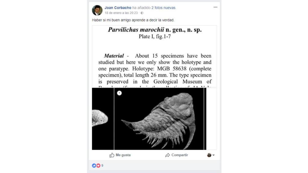 Joan Corbacho responde a las acusaciones en su cuenta de Facebook.