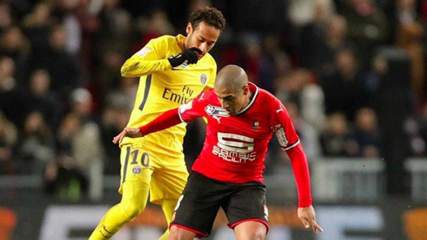 Neymar, contra el Stade Rennais. Foto staderennais.com