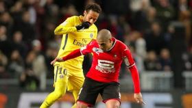 Neymar, contra el Stade Rennais. Foto staderennais.com