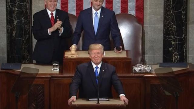 Donald Trump durante el discurso sobre el Estado de la Unión.