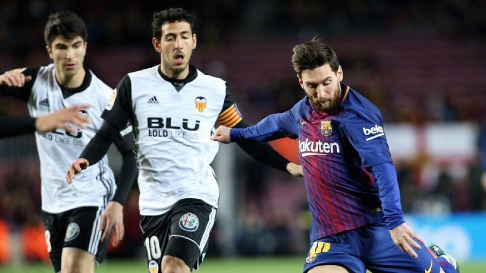 Messi, Carlos Soler y Parejo. Foto: Twitter (@FCBarcelona_es)