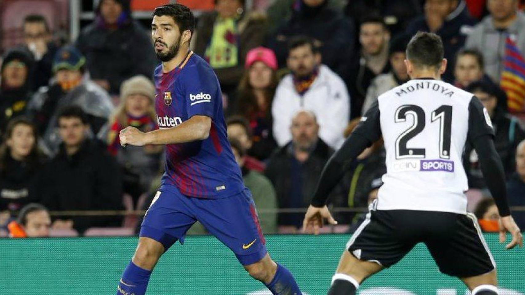 Luis Suárez, ante el Valencia en las semifinales de la Copa del Rey. Foto: Twitter (@FCBarcelona_es)