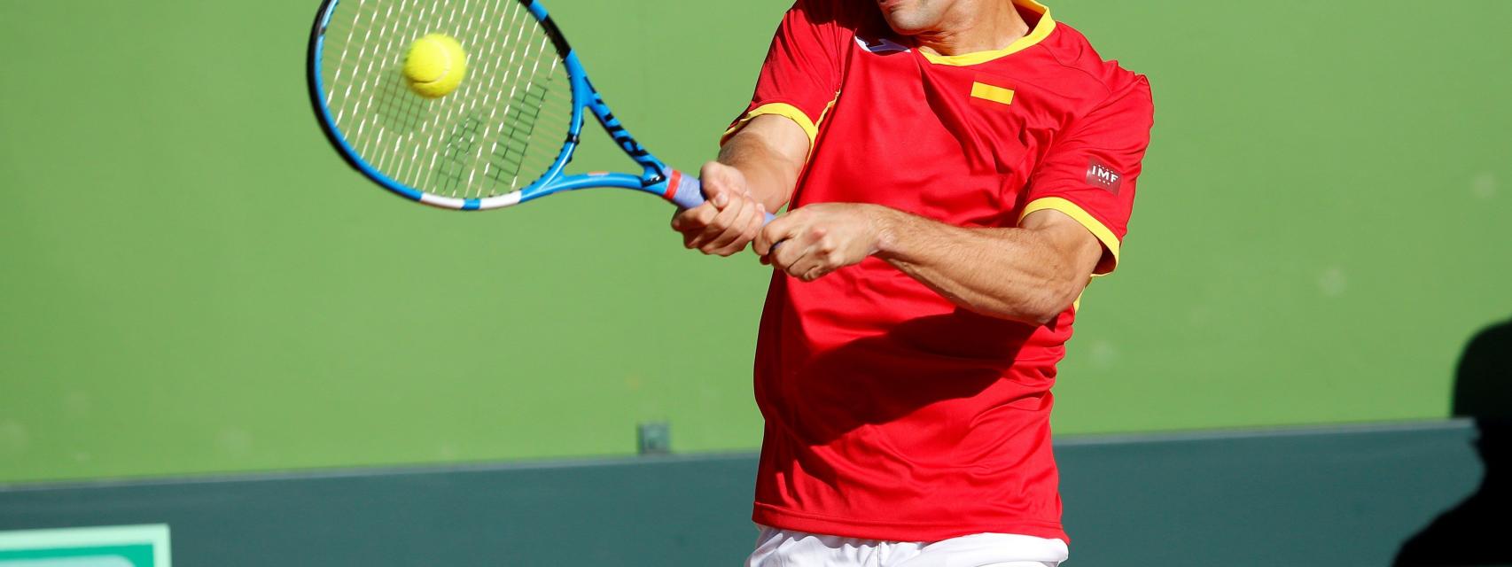 Ramos, en el partido de la Davis.