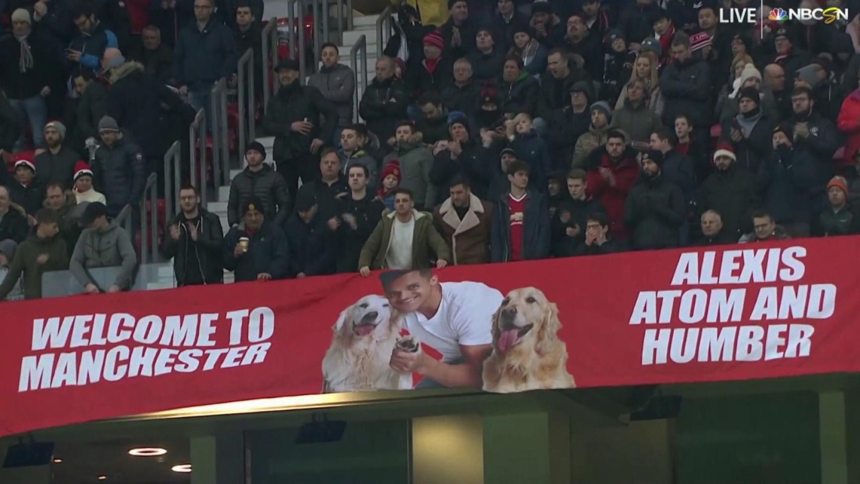 La pancarta de Old Trafford.