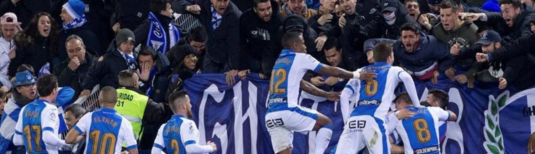 Los jugadores del Leganés celebran un gol.