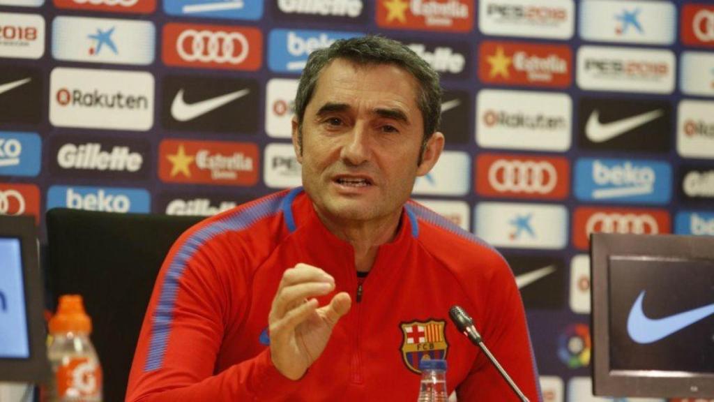 Ernesto Valverde, en rueda de prensa. Foto. Twitter (@FCBarcelona_es)