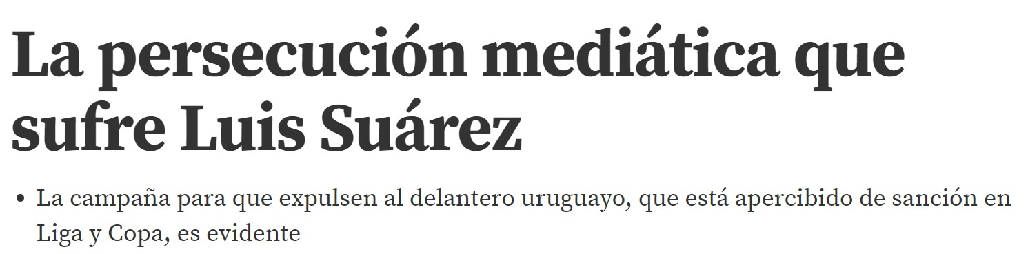 El colmo de Mundo Deportivo: denuncia una persecución contra Suárez para que sea expulsado