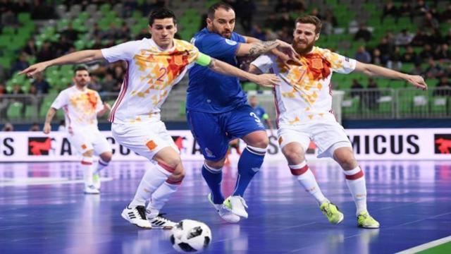 Imagen del Azerbaiyán - España de fútbol sala.