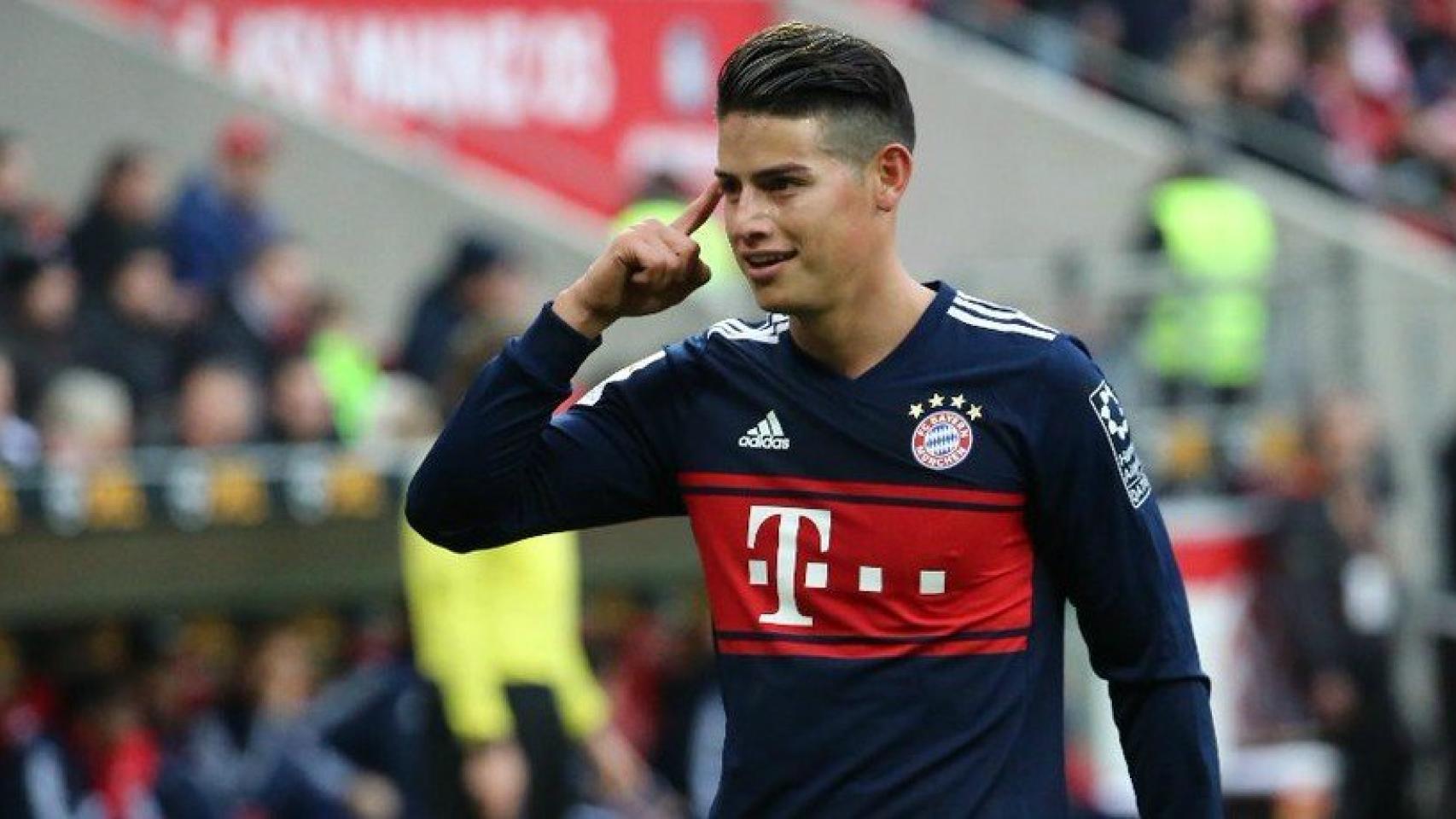 James Rodríguez celebra un gol con el Bayern Múnich. Foto: fcbayer.com