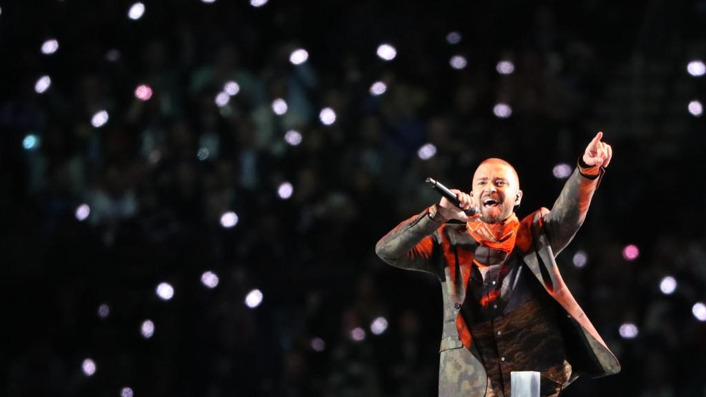 Justin Timberlake durante el descanso de la Super Bowl. Foto: Reuters