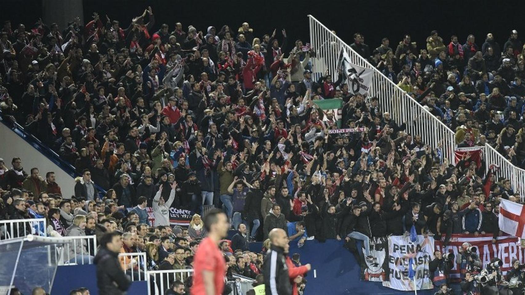 La afición del Sevilla en Butarque el partido de ida. Foto: sevillafc.es