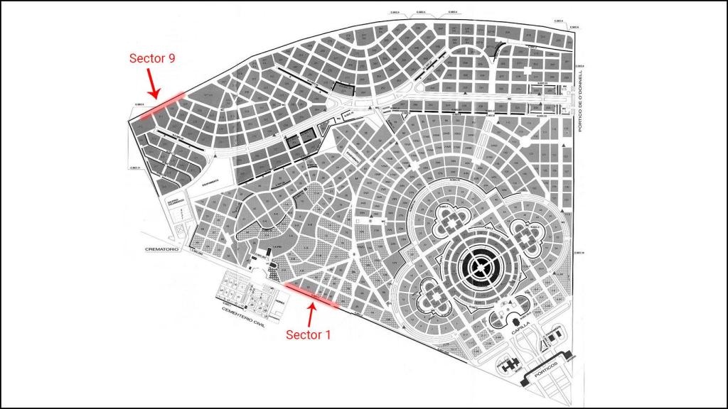 Los lugares en obras, señalados en el mapa de La Almudena.